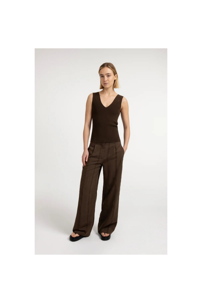 
                  
                    Yaya ribbed top with v-neck and shoulder detail
                  
                