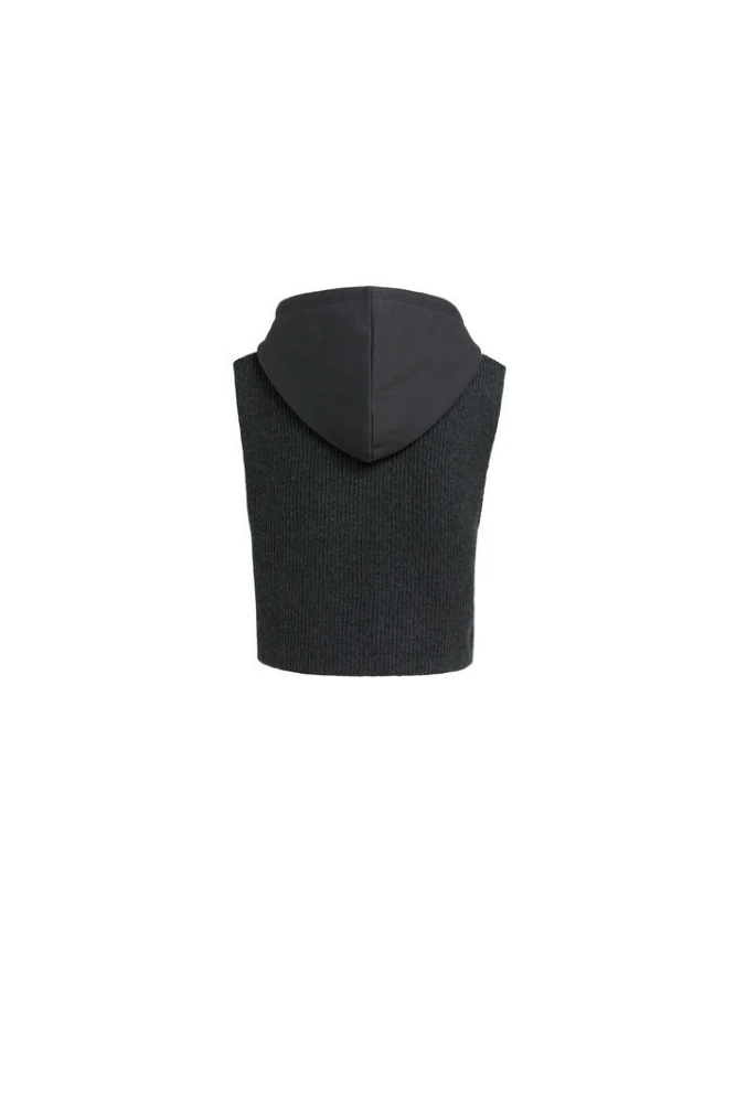 
                  
                    Yaya sleeveless knitted top with jersey hood
                  
                