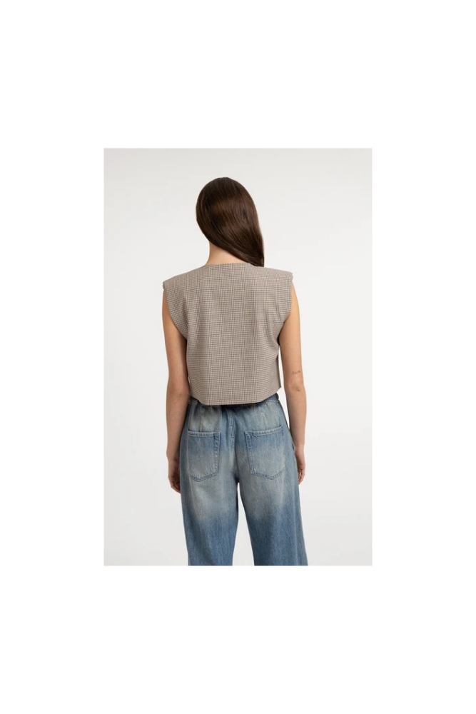 
                  
                    Yaya checked gilet with shoulder pads
                  
                