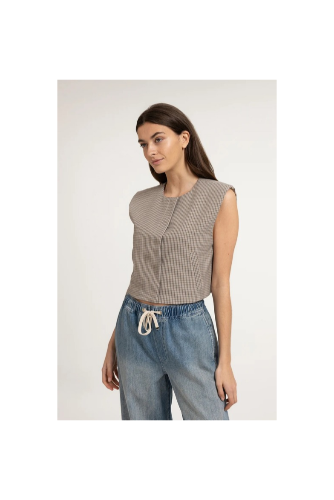 
                  
                    Yaya checked gilet with shoulder pads
                  
                