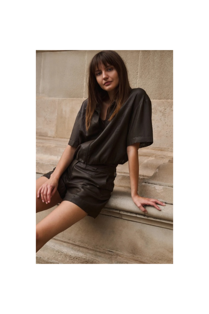 
                  
                    Yaya blouse jacket with coated finish
                  
                