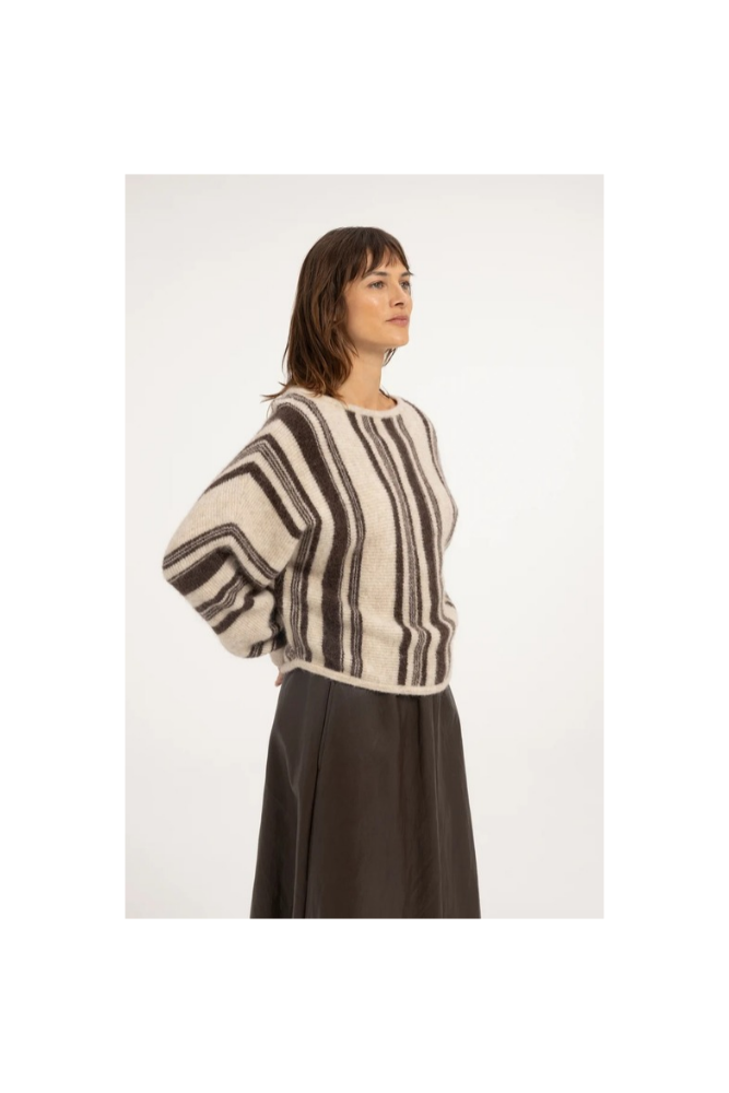 
                  
                    Yaya boat neck sweater with stripe
                  
                