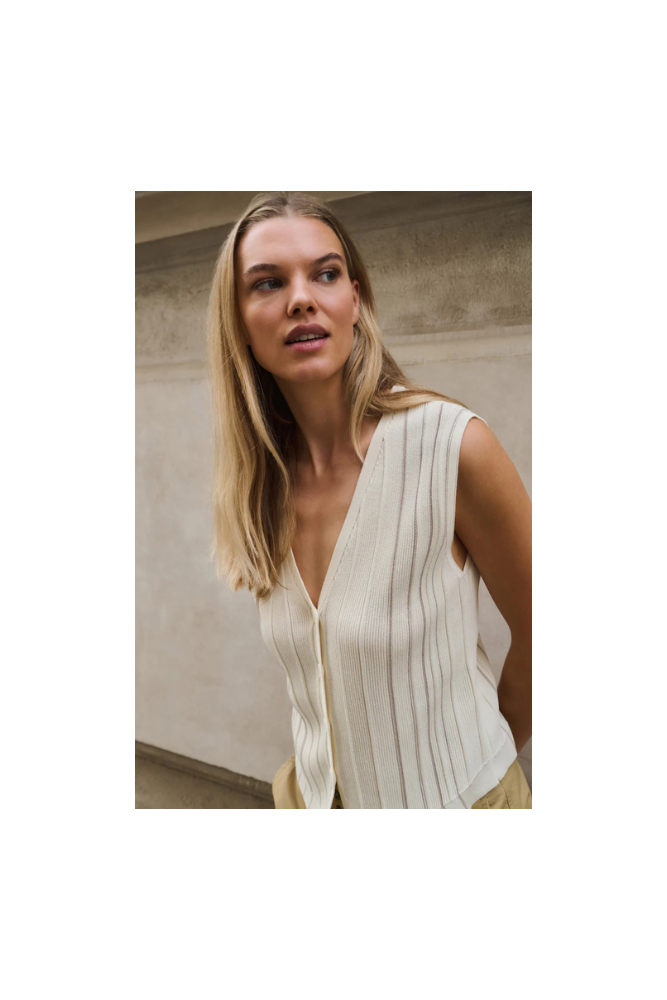 
                  
                    Yaya Knitted Gilet with V-neck & Stripe
                  
                