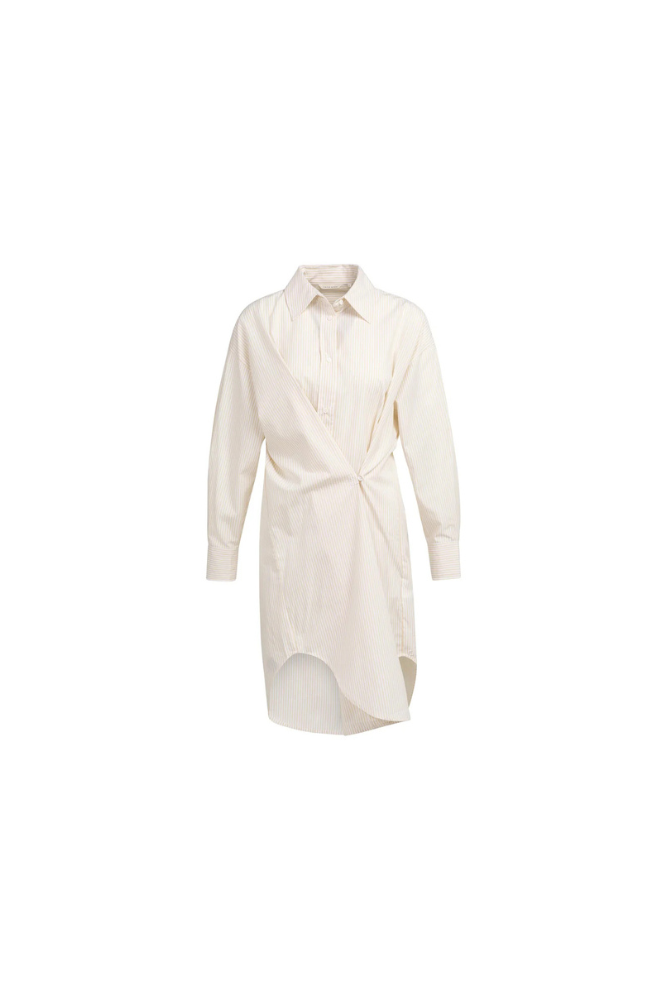 
                  
                    Striped Blouse Dress with Wrap Detail Semolina
                  
                