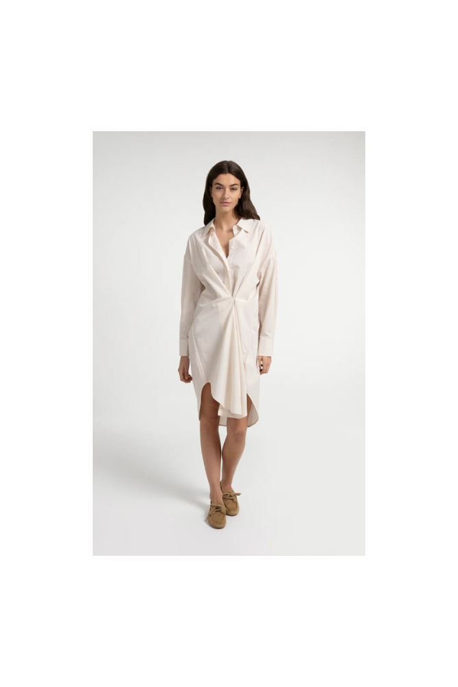 
                  
                    Striped Blouse Dress with Wrap Detail Semolina
                  
                