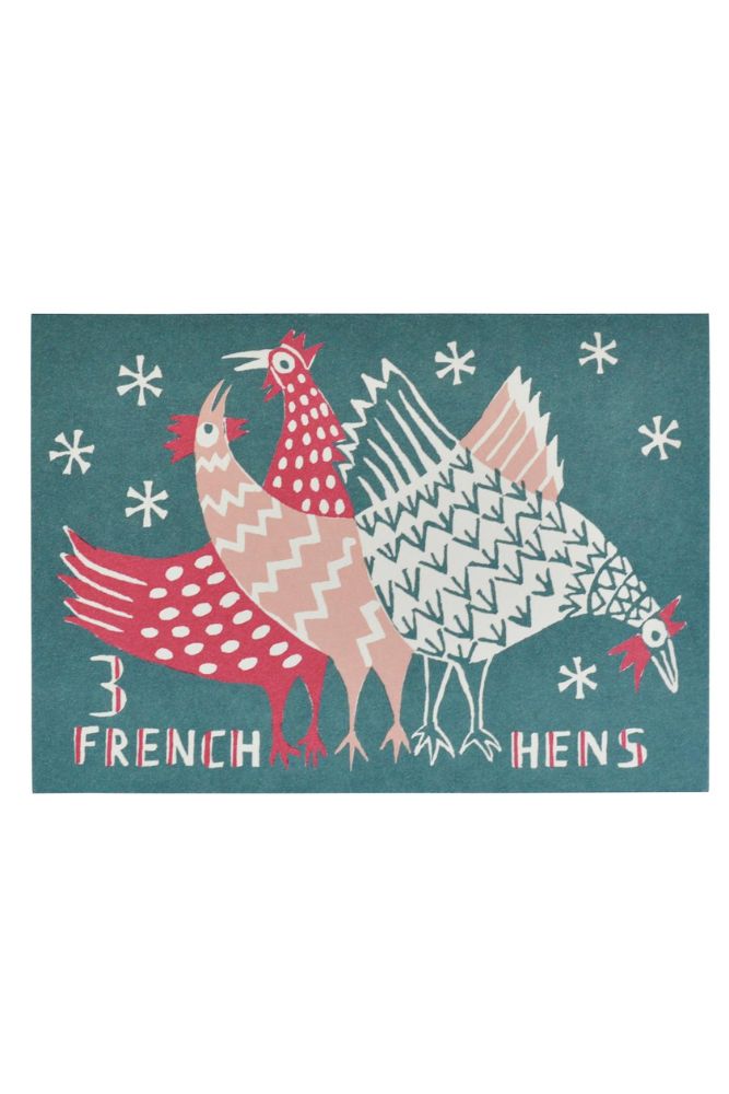 Pack of Ten Cards Three French Hens